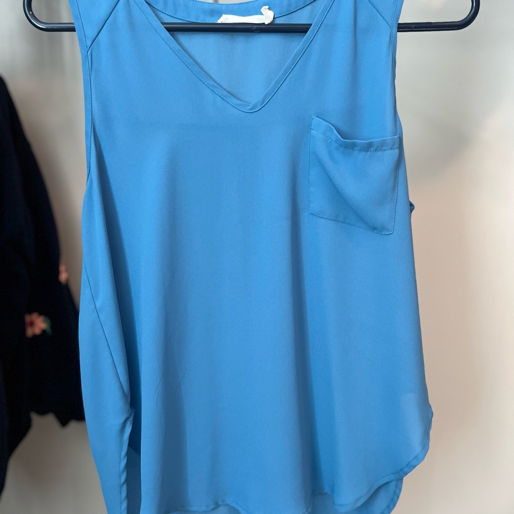 Lush V-Neck Blue Tank Top